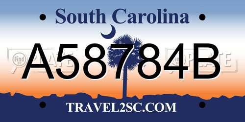 A58784B South Carolina License Plate