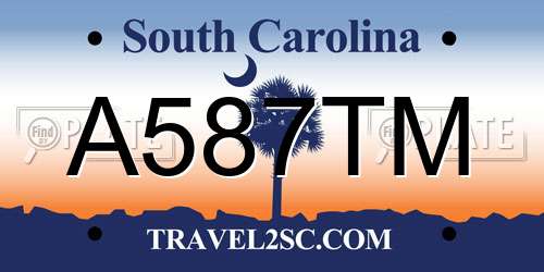 A587TM South Carolina License Plate