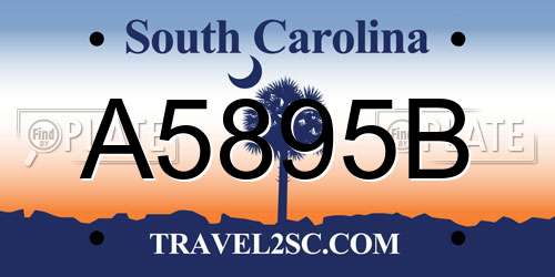 A5895B South Carolina License Plate
