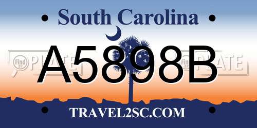 A5898B South Carolina License Plate