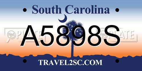 A5898S South Carolina License Plate