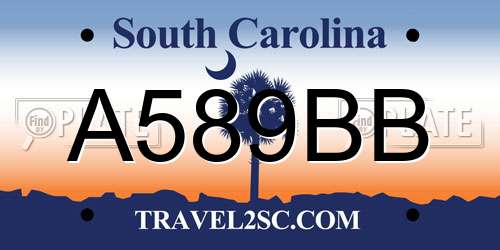 A589BB South Carolina License Plate