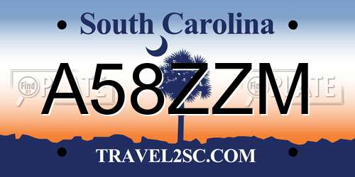 A58ZZM South Carolina License Plate