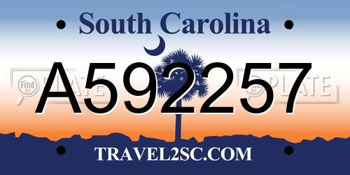 A592257 South Carolina License Plate
