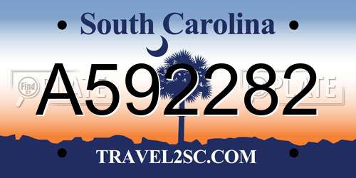 A592282 South Carolina License Plate