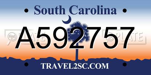 A592757 South Carolina License Plate
