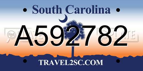 A592782 South Carolina License Plate