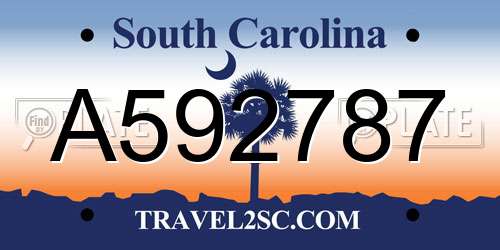 A592787 South Carolina License Plate