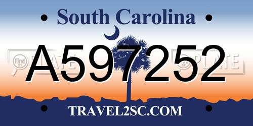 A597252 South Carolina License Plate