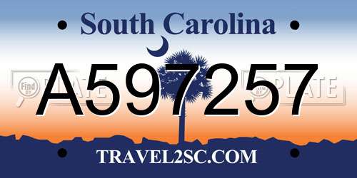 A597257 South Carolina License Plate
