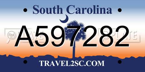 A597282 South Carolina License Plate