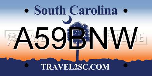 A59BNW South Carolina License Plate