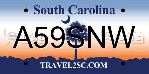 A59SNW South Carolina License Plate