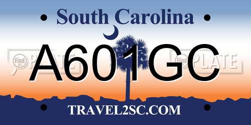 A601GC South Carolina License Plate