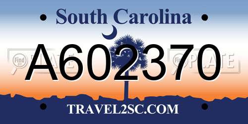 A602370 South Carolina License Plate