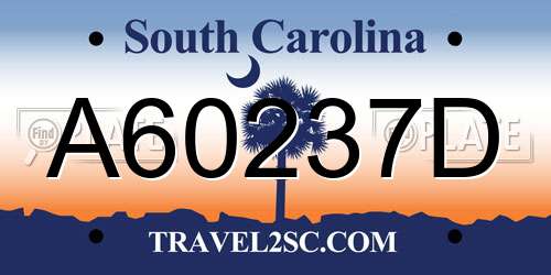 A60237D South Carolina License Plate