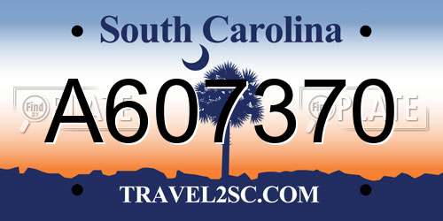A607370 South Carolina License Plate
