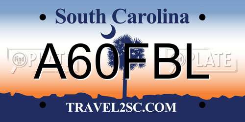 A60FBL South Carolina License Plate
