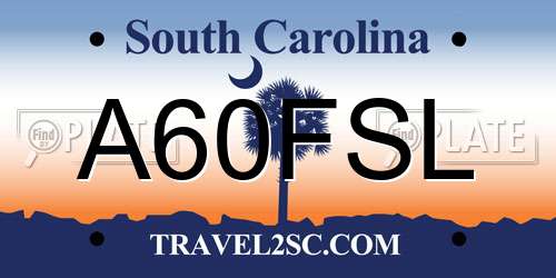 A60FSL South Carolina License Plate