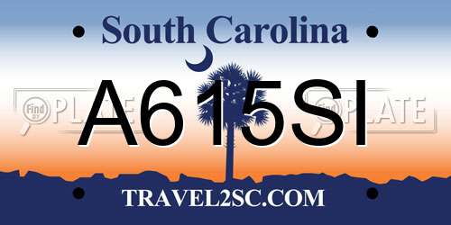 A615SI South Carolina License Plate