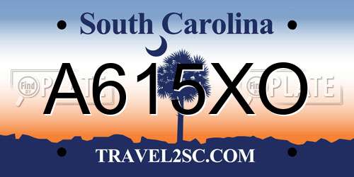 A615XO South Carolina License Plate