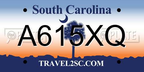 A615XQ South Carolina License Plate