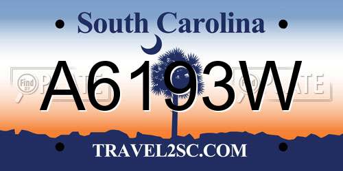 A6193W South Carolina License Plate