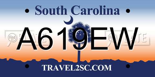 A619EW South Carolina License Plate
