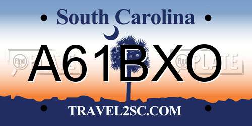 A61BXO South Carolina License Plate