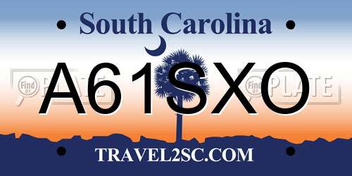A61SXO South Carolina License Plate