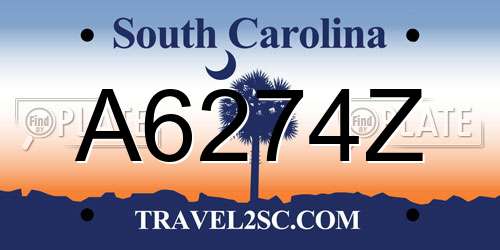 A6274Z South Carolina License Plate