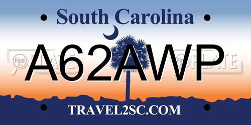 A62AWP South Carolina License Plate