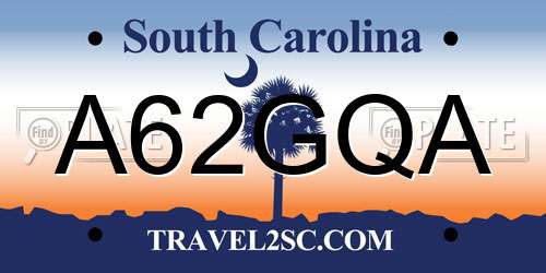 A62GQA South Carolina License Plate