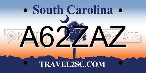 A62ZAZ South Carolina License Plate