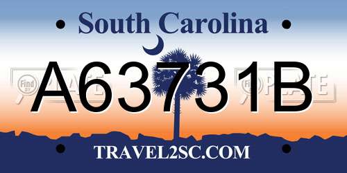 A63731B South Carolina License Plate