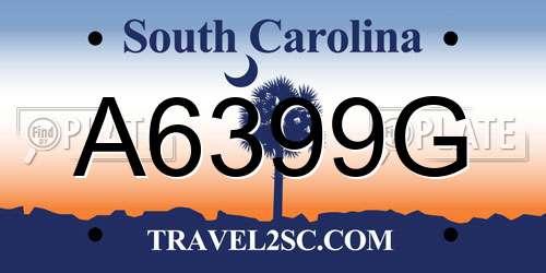 A6399G South Carolina License Plate