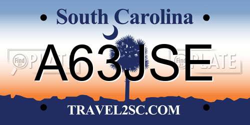 A63JSE South Carolina License Plate