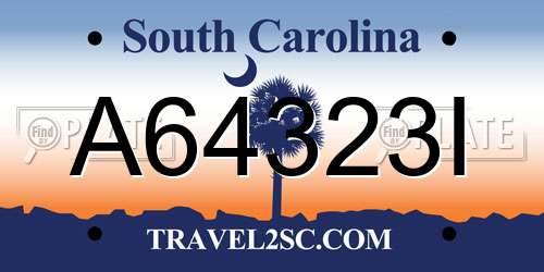 A64323I South Carolina License Plate