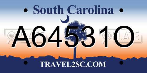 A64531O South Carolina License Plate