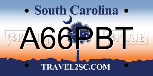 A66PBT South Carolina License Plate