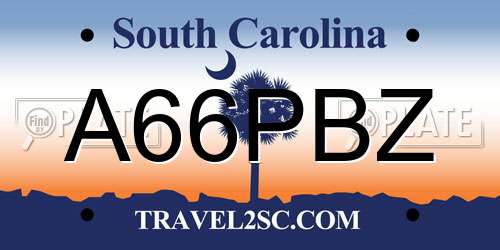 A66PBZ South Carolina License Plate