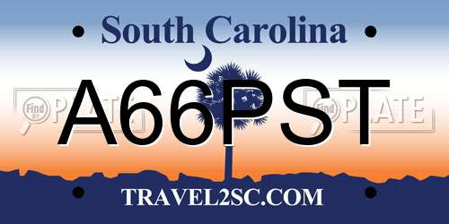 A66PST South Carolina License Plate