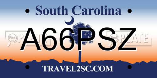 A66PSZ South Carolina License Plate