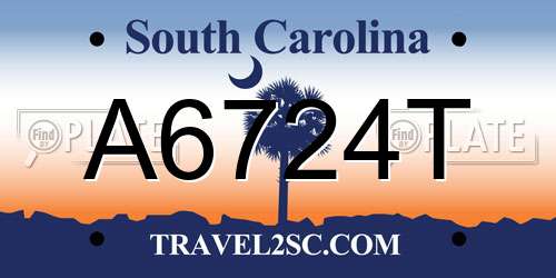 A6724T South Carolina License Plate