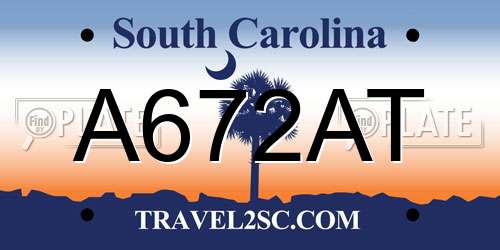 A672AT South Carolina License Plate