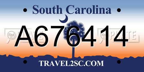 A676414 South Carolina License Plate