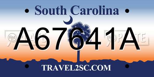 A67641A South Carolina License Plate