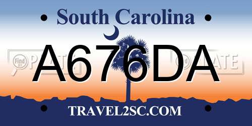 A676DA South Carolina License Plate