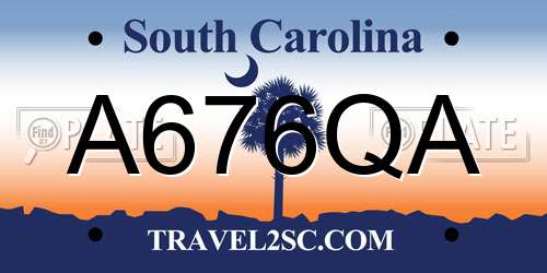 A676QA South Carolina License Plate