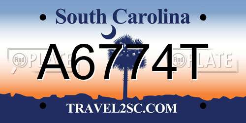 A6774T South Carolina License Plate